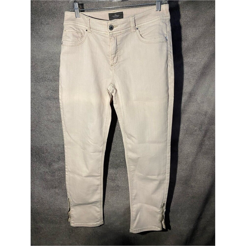 Chicos So Slimming Ankle Zip Pants Womens Beige Cream Slim Skinny Jeans